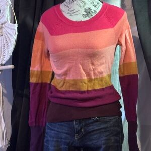 Pink and Orange Crew Neck Sweater